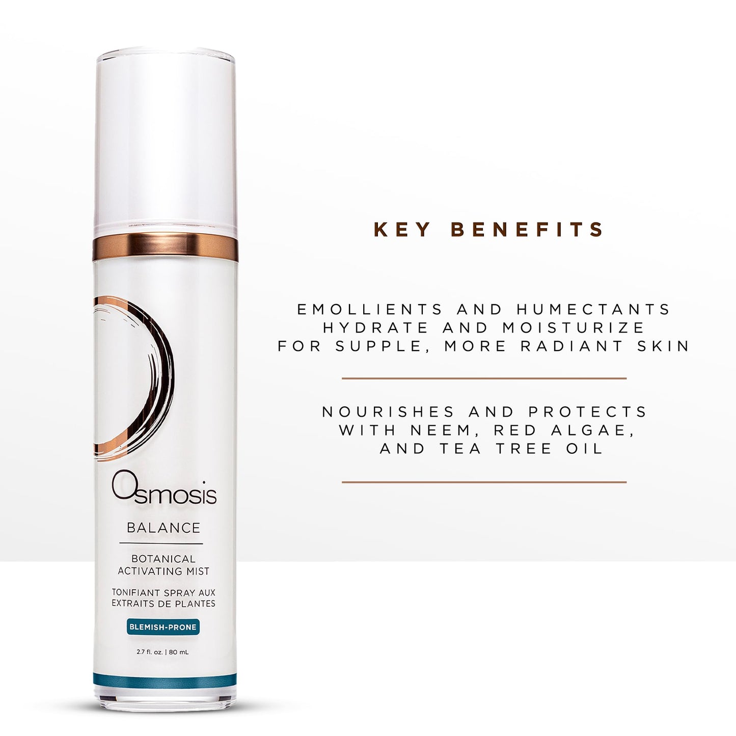 Osmosis BALANCE Face Toner for Blemish Prone Skin, Botanical Activating Mist, Oil Control With Tea Tree Oil, 2.7 fl oz