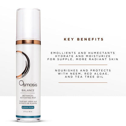 Osmosis BALANCE Face Toner for Blemish Prone Skin, Botanical Activating Mist, Oil Control With Tea Tree Oil, 2.7 fl oz