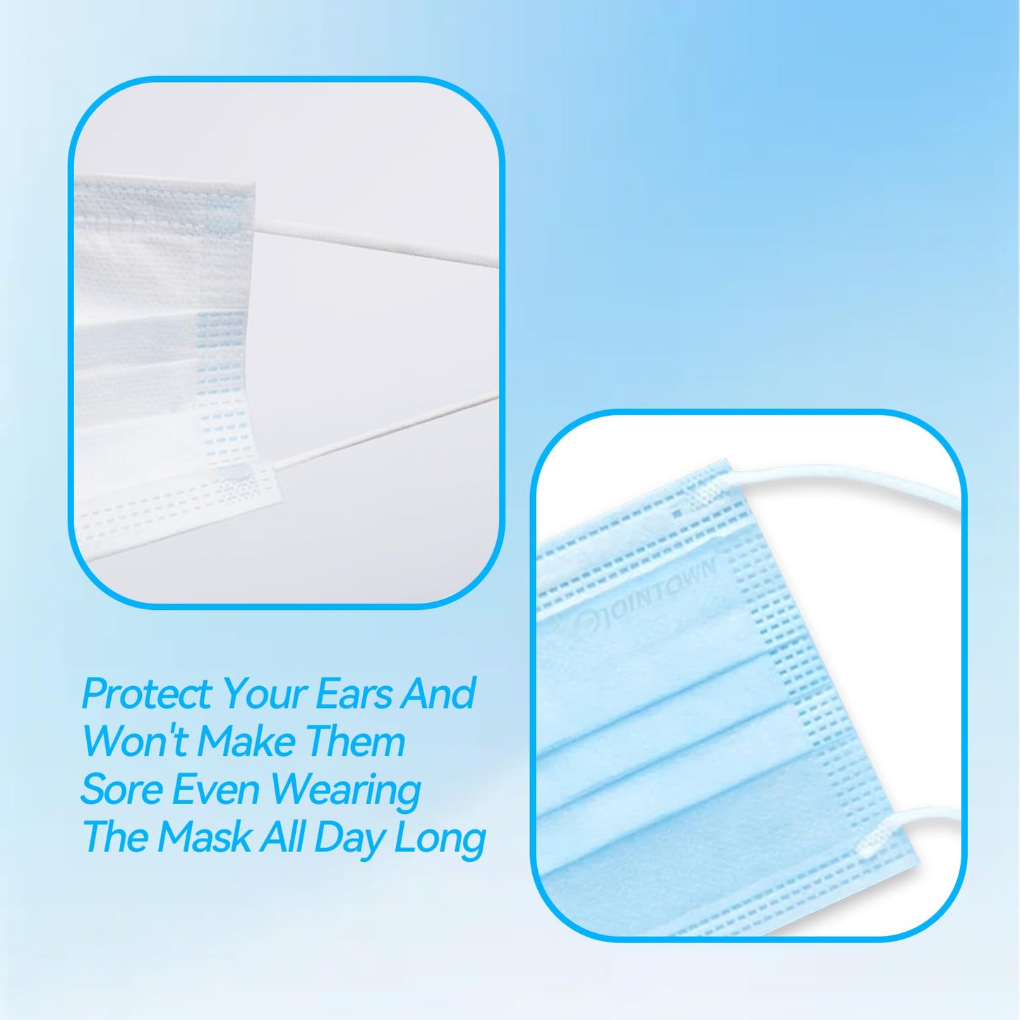 Jointown Disposable Face Mask - 3 Ply Filter Protection Face Masks, 50 Pack Blue