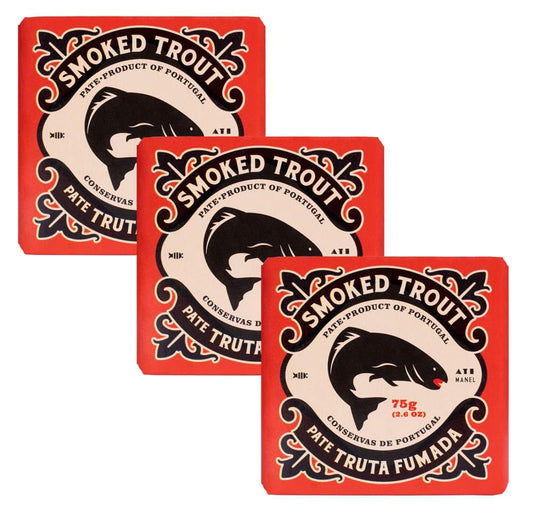 Portuguese Smoked Trout Pate | B Vitamins, Omega-3 | Tinned Seafood by Ati Manel | 3 x 75g Cans