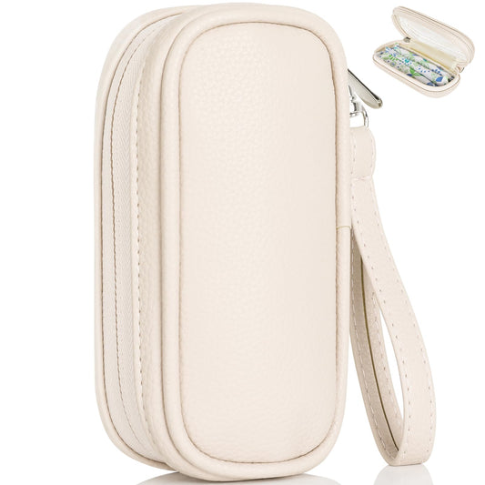 Tampon Holder for Purse, Portable period Bag with Handle,Travel Pads Tampons Pouch, Pu Leather Small Tampon Organizer Case for Feminine Products, Waterproof Period Bags for Women