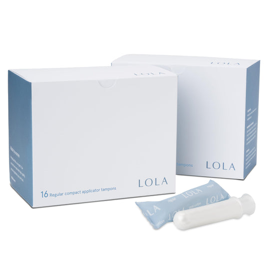LOLA Organic Tampons - Regular Absorbency, 32 Count - Bulk Tampons for Women with BPA-Free Plastic Applicator & Hypoallergenic, Toxin-Free Feminine Hygiene Product