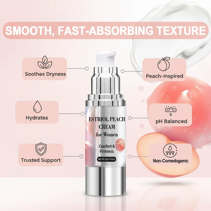 Bioidentical Estriol Cream for Women, Intimate Moisturizing Cream for Vaginal Dryness & Discomfort, Menopause Support (Peach Flavor)