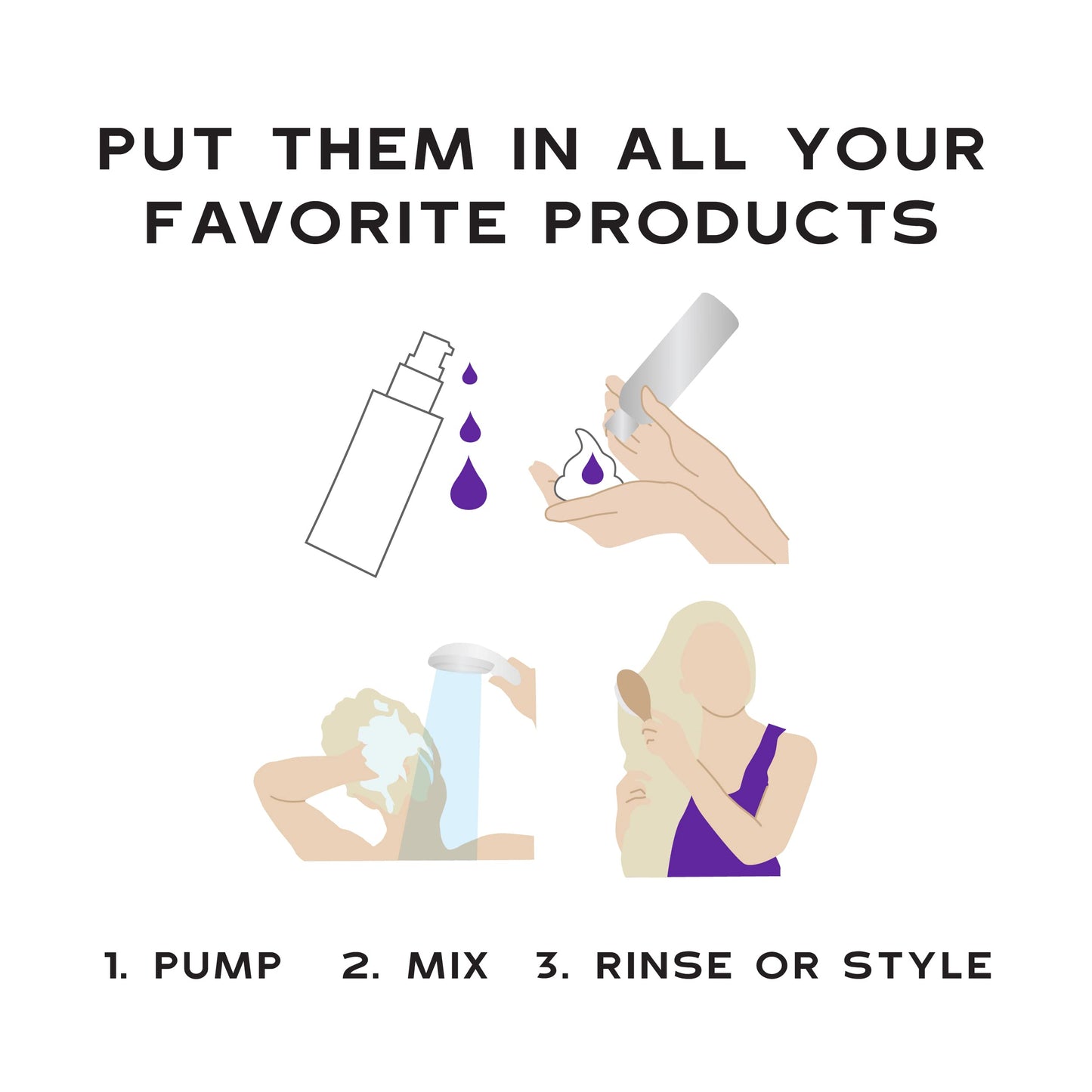 Keracolor Purple or Gold Toning Drops to Create Your Own Purple Shampoo - Mix with Any Shampoo, Conditioner or Cream Styler