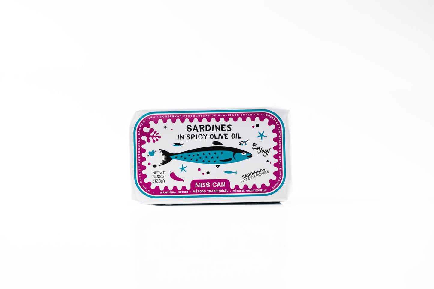 Miss Can Portuguese Power Trio, Gourmet Tinned Seafood Variety Pack | Sardines, Codfish, Stuffed Squids | Sustainably Caught & Hand-Packed in Portugal | Authentic Ingredients | 4.2 oz Tins | 3 Pack