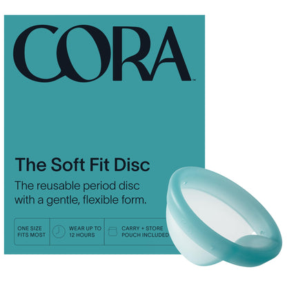Cora Organic Feminine Care | 48 Maxi Overnight Pads with Wings and a Reusable, Soft Menstrual Disc | Medical Grade Silicone | Eco-Conscious | Bundle Pack
