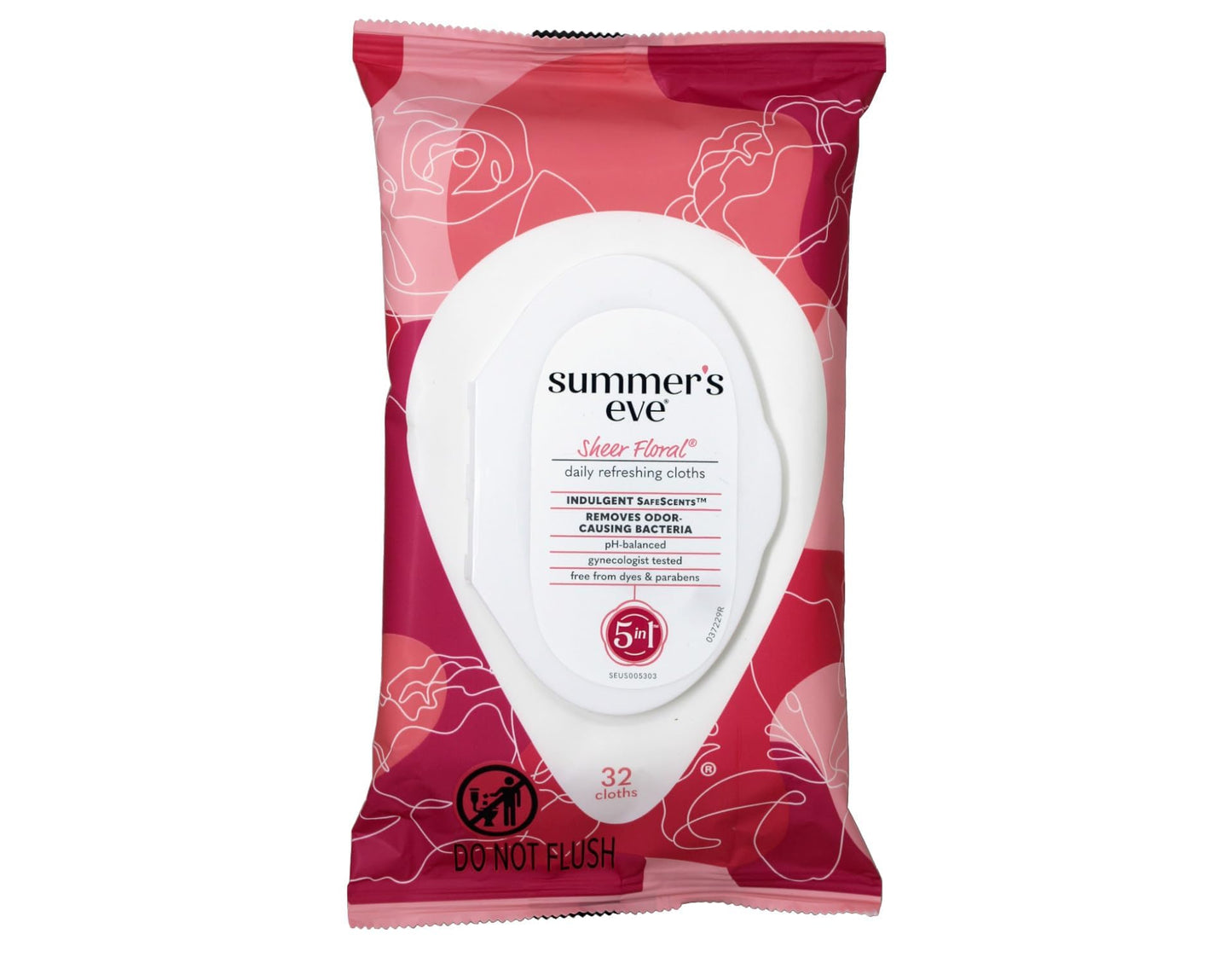 Summer's Eve Cleansing Cloths | Sheer Floral |32 Count | Pack of 4 | pH-Balanced, Dermatologist & Gynecologist Tested