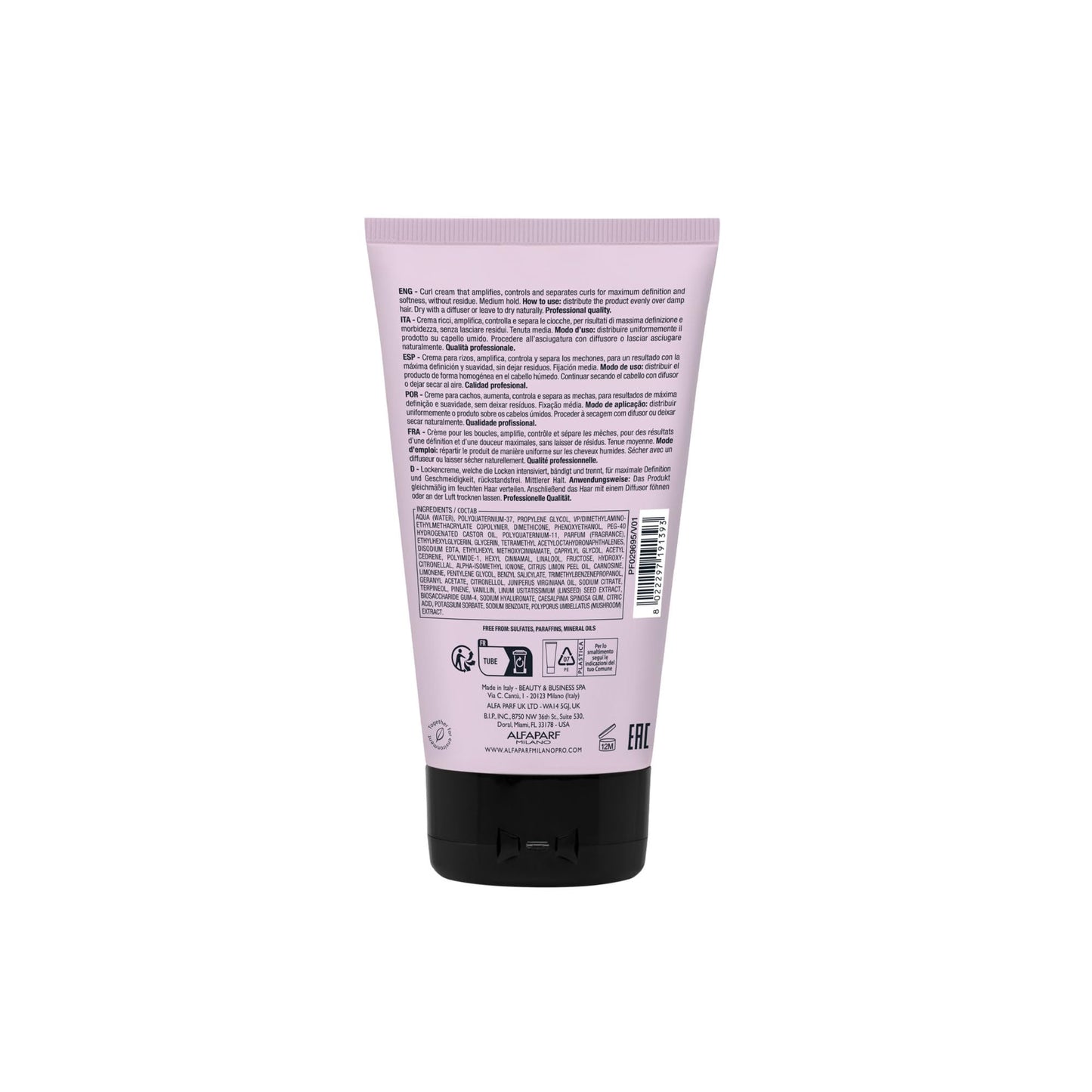 ALFAPARF MILANO Semi di Lino Style & Care Twisted Curls - Medium Hold - Curl Cream for Curly Hair - Thermal Protection (5.22 oz / 150 ml)
