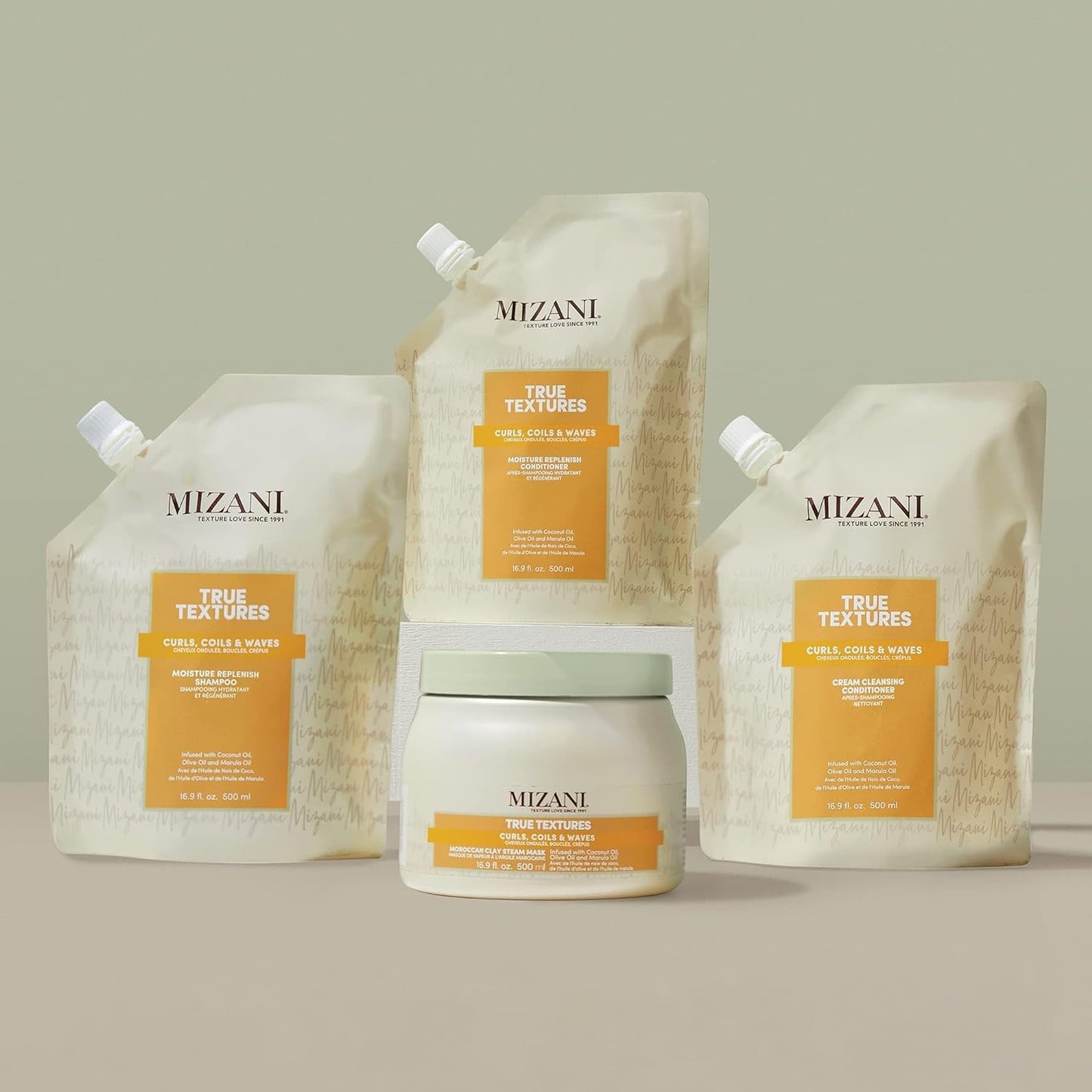 Mizani True Textures Moisture Replenish Conditioner - Deep Conditioner for Curly Hair with Coconut Oil & Olive Oil, Anti Frizz, Silicone-Free, Paraben-Free