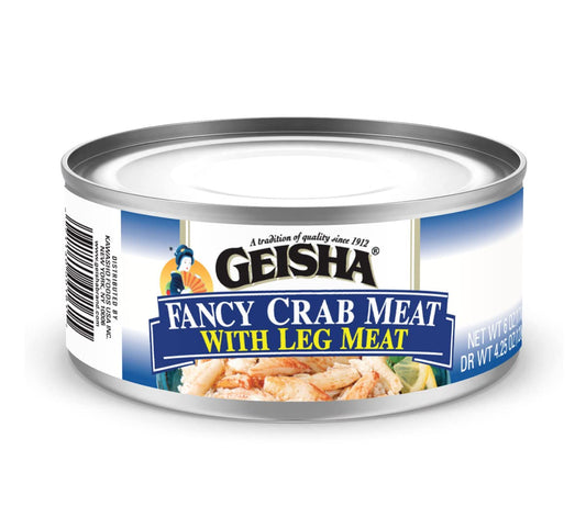 GEISHA Fancy Crab Meat with Leg Meat 6OZ. (Pack of 12), Swimming Crab| Hand Packed － Good Source of Protein － Wild Caught －15% of Leg Meat