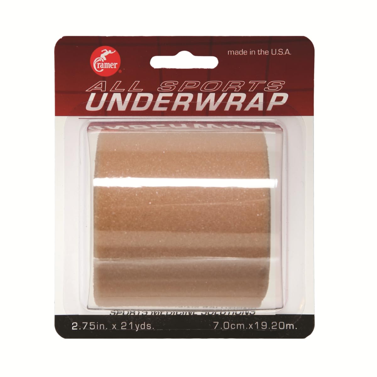 Cramer Tape Underwrap, Sports PreWrap for Athletic Ankle, Wrist, and Injury Taping Jobs, Hair Tie, Headband, Patella Support, Pre-Wrap Athletic Tape Supplies, 2.75" X 21 Yard Roll of Pre Wrap , Beige