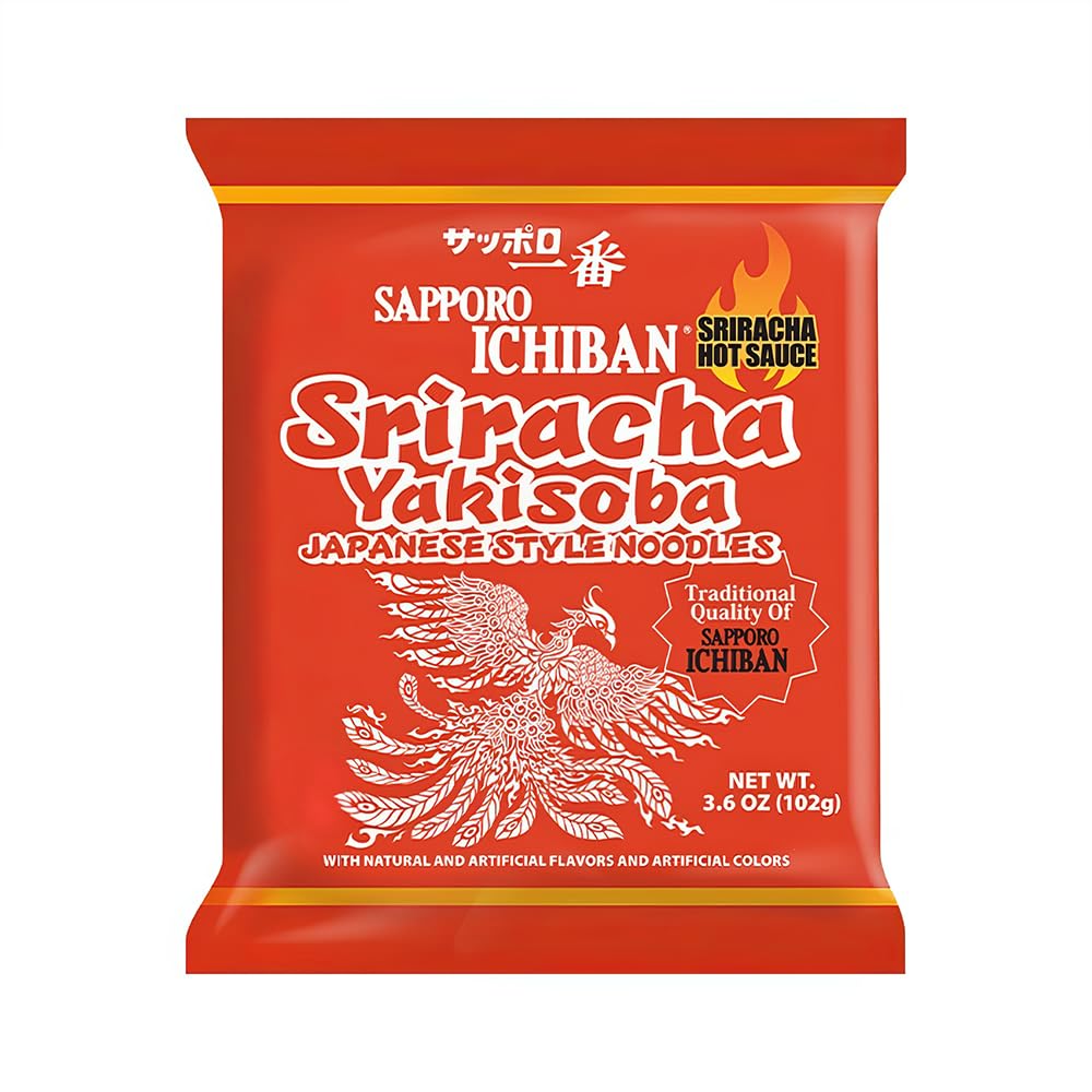 Sriracha Yakisoba, Spicy Chow Mein, No. 1 Tasting Japanese Instant Noodles (3.6 Oz/102 g) (5 Packs)