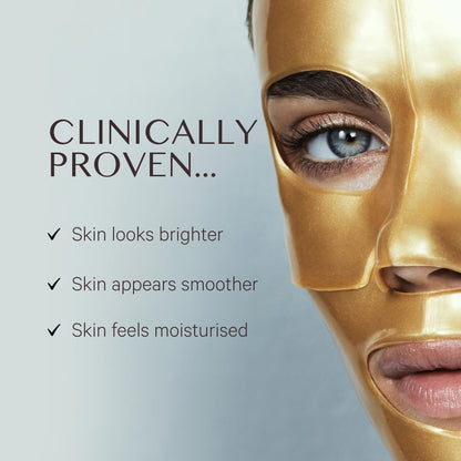 MZ SKIN Hydra-Lift Gold Face Mask - Niacinamide-Enhanced Hydrogel Treatment for Brightening Radiance, Restoring & Firmness, With Gold Nano Particles, Hyaluronic Acid, Vitamin C & Collagen