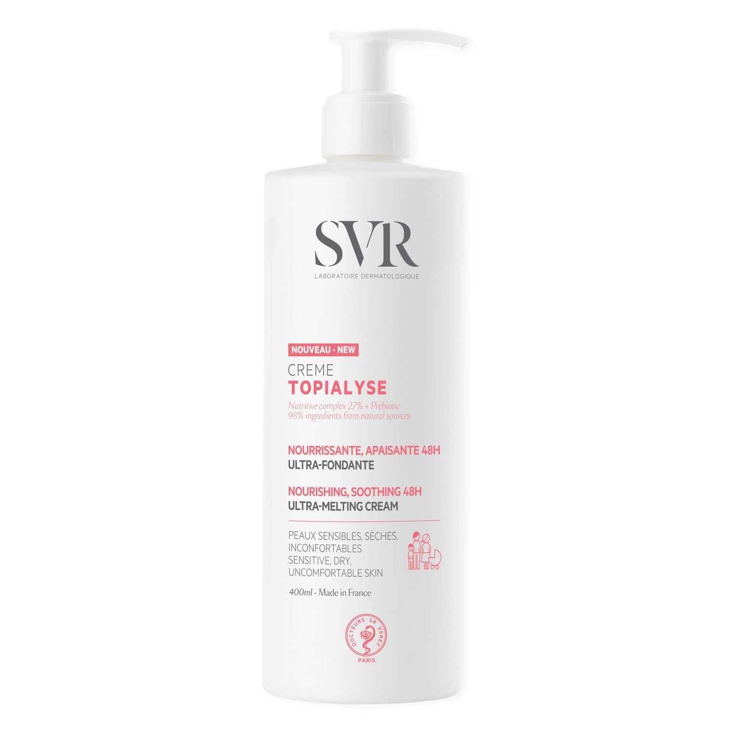 SVR Topialyse Cream - Nourishing & Soothing Face & Body Cream for Dry Sensitive Skin - Moisturizer for Babies (Except Premature), Kids and Adults - Intense Hydration with Shea Butter