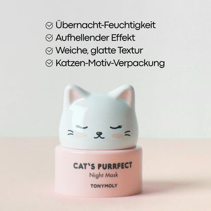 TONYMOLY Cat’s Purrfect Night Sleeping Mask – Hydrating Overnight Face Mask with Collagen & Botanical Extracts – Korean Skincare to Strengthen, Soften & Nourish Skin, 50g