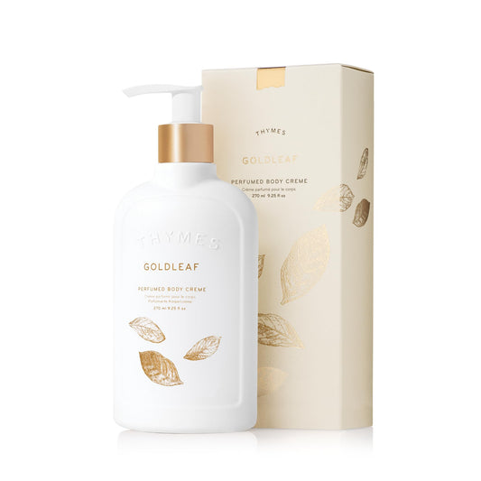 Thymes Goldleaf Perfumed Body Crème - Moisturizing Body Cream - Shea Butter Body Lotion with Vitamin E, jojoba Oil, and Honey for Skin Care Routine - Body and Hand Lotion for Women & Men (9.25 fl oz)