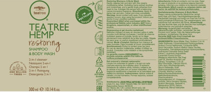 Tea Tree Hemp Restoring Shampoo & Body Wash, 2-in-1 Cleanser, For All Hair Types
