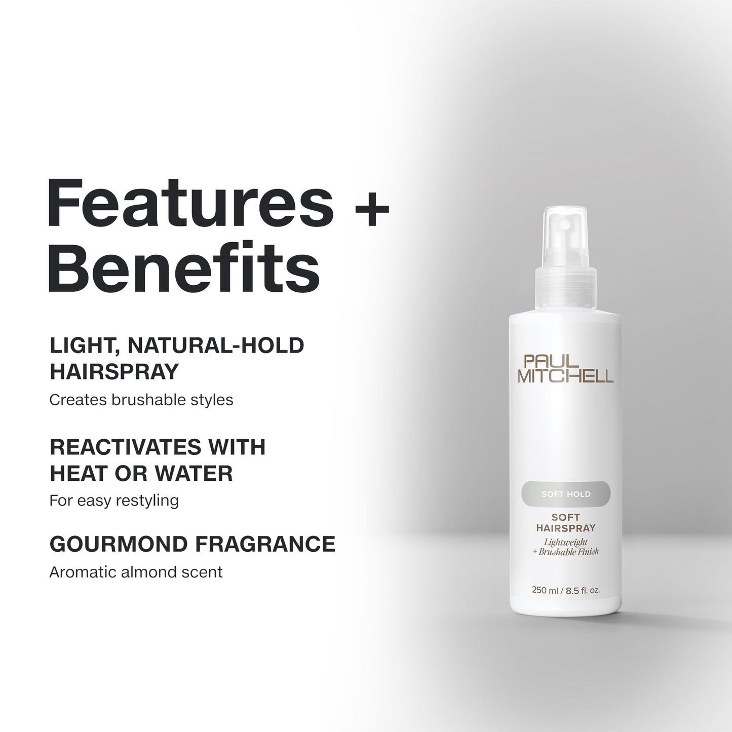 Paul Mitchell Soft Hairspray, Lightweight, Soft Hold + Brushable Finish, For All Hair Types