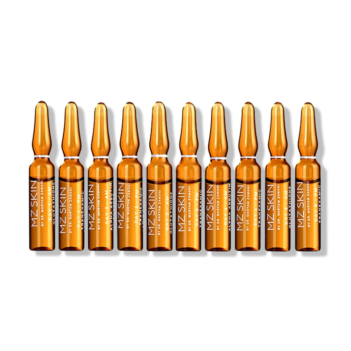 MZ Skin Pigmentation Correcting Ampoules 10-Pack Set | 7-Day Intensive Treatment for Brightening Hyperpigmentation & Dark Spots, With Tranexamic Acid & Alpha Arbutin, Fragrance Free