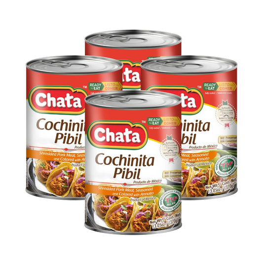 Chata Cochinita Pibil, Shredded Pork Meat with Annatto Seasoning, 13.05 oz, Pack of 4
