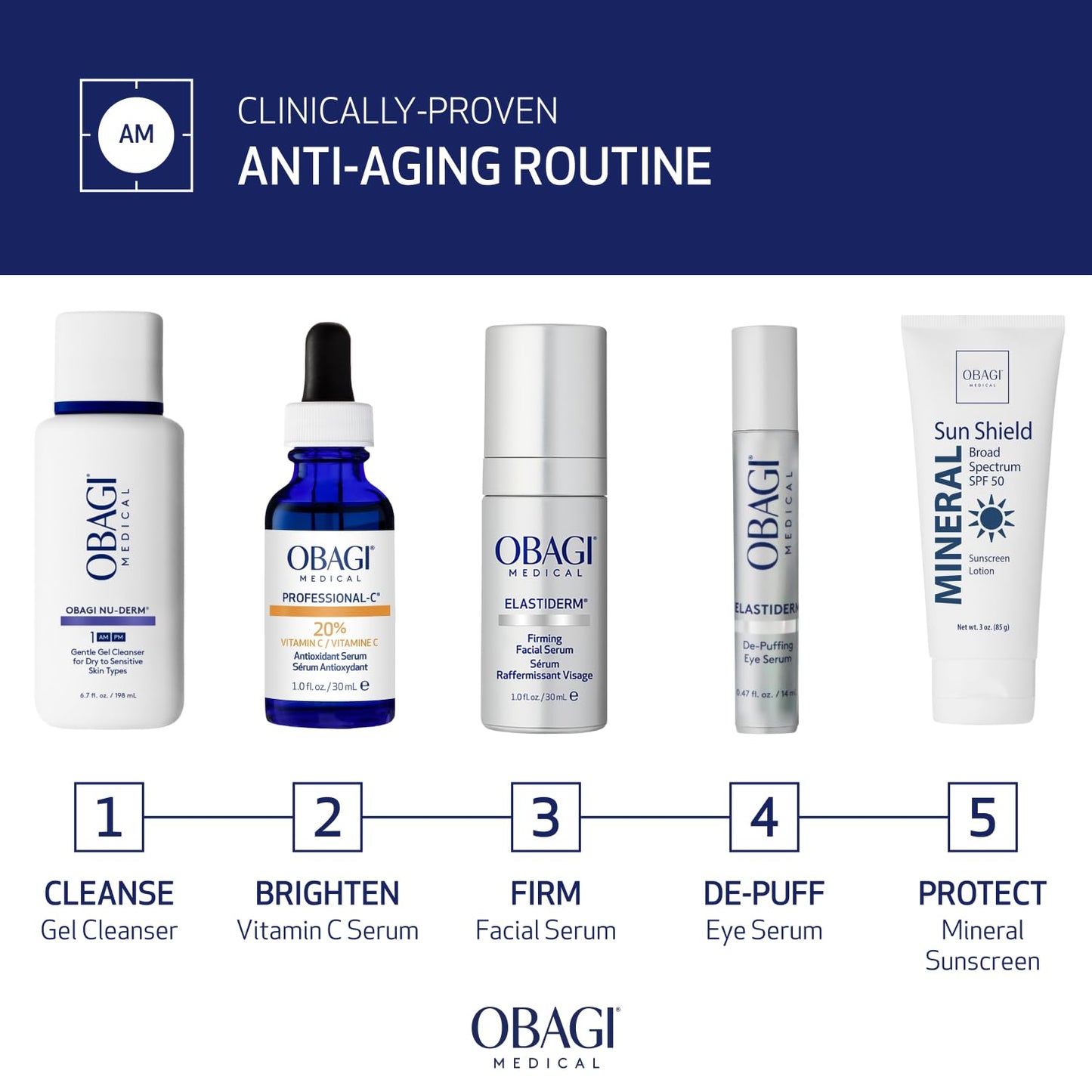 Obagi ELASTIDERM Facial Serum 1oz & Eye Serum .47oz Set – Clinically Proven to Firm Skin, Target Signs of Aging & De-Puff Eyes with Caffeine & Patented Bi-Mineral Contour Complex