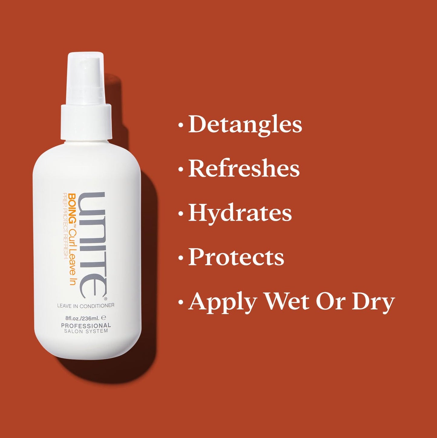 UNITE Hair – BOING Curl Leave-In – Lightweight Detangling Spray to Hydrate, Define & Control Frizz – For Wavy, Curly & Coily Hair – UV & Thermal Protection – 8 Fl Oz
