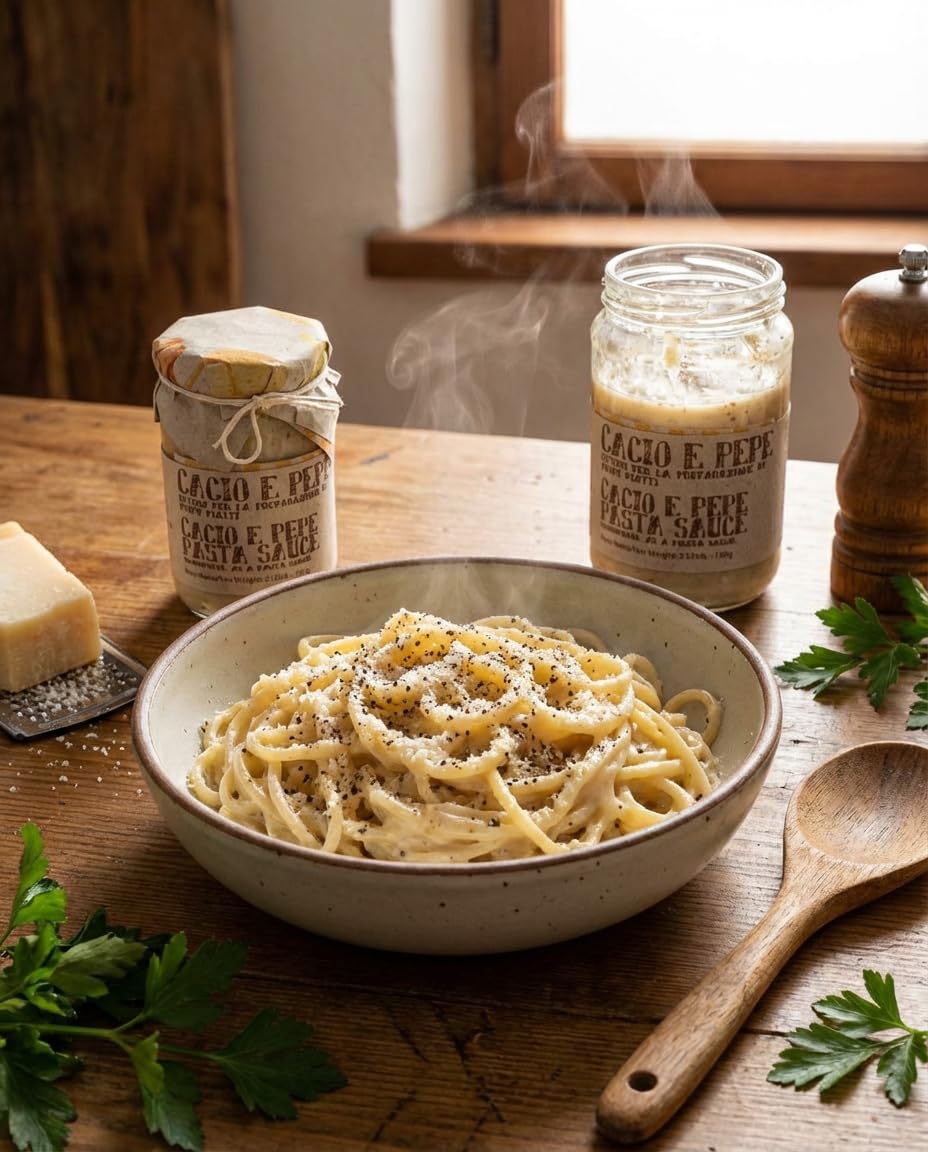 ARTIGIANI DEI SAPORI - Creamy Cheese and Pepper Pasta Sauce Jar, 6.3 oz. cacio e pepe, Product of Italy