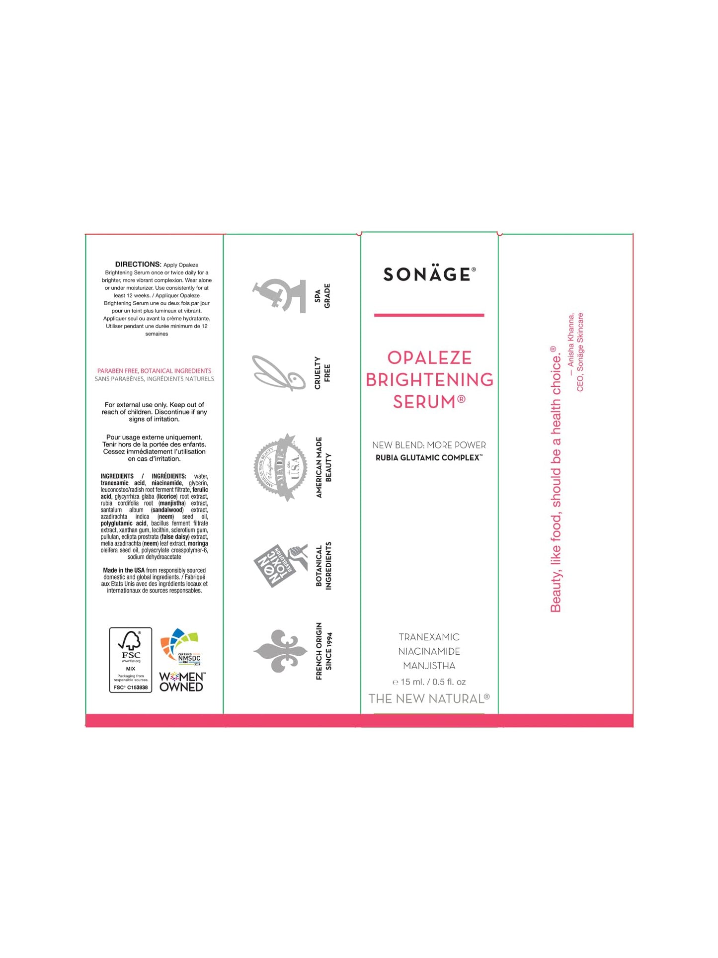Sonage Opaleze Brightening Serum| Dark Spot Corrector | Target Dark Spots | Even Skin Tone | For All Skin
