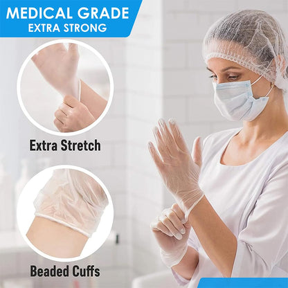 PrimaCare Medical Supplies VG-2501 Case of 100 Medium Size Medical Vinyl Examination Gloves Disposable, Latex and Powder Free Gloves