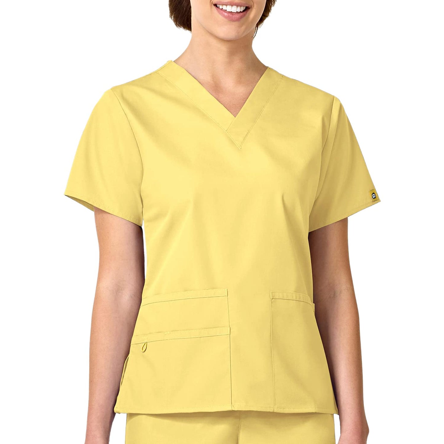 WonderWink womens Origins Bravo V-Neck Top, Yellow, X-Small