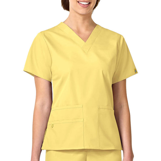 WonderWink womens Origins Bravo V-Neck Top, Yellow, X-Small