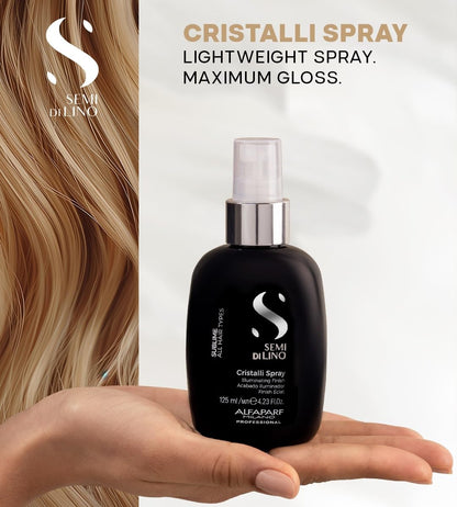 ALFAPARF MILANO Semi di Lino Sublime Cristalli Smoothing Finishing Spray - Lightweight Hair Oil Serum - Adds Gloss and Briliant Shine - Protects (4.23 fl oz)