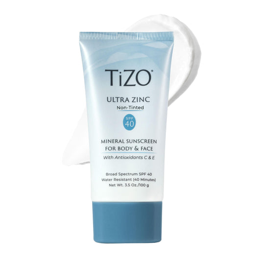 TiZO® Ultra Zinc | Non Tinted | Broad Spectrum SPF 40 for face and body | UVA and UVB protection | 20% Zinc Oxide formula | All Skin Types | 3.5 oz/100 g