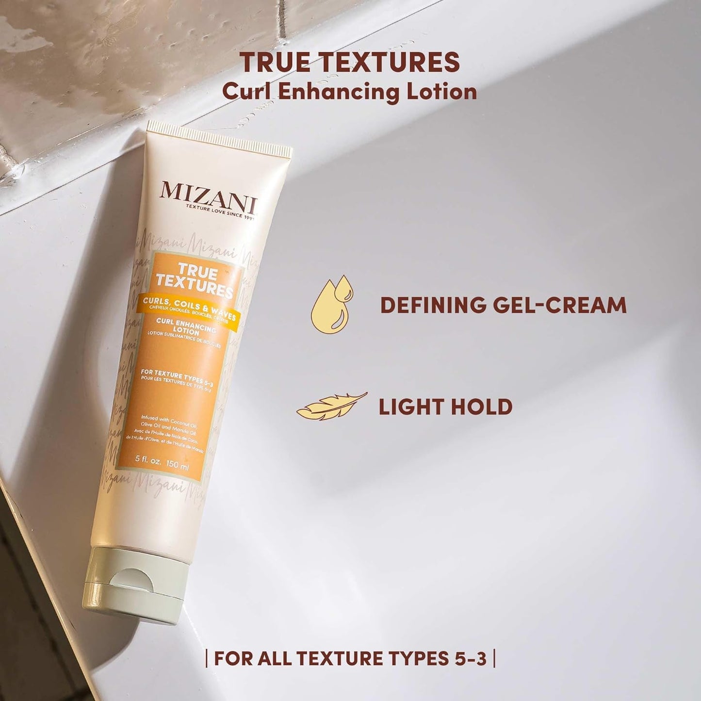 Mizani True Textures Curl Enhancing Lotion - Leave In Curl Cream for Curly Hair with Coconut Oil & Olive Oil, Frizz Control, Adds Hair Shine, No Drying Alcohols, Paraben-Free