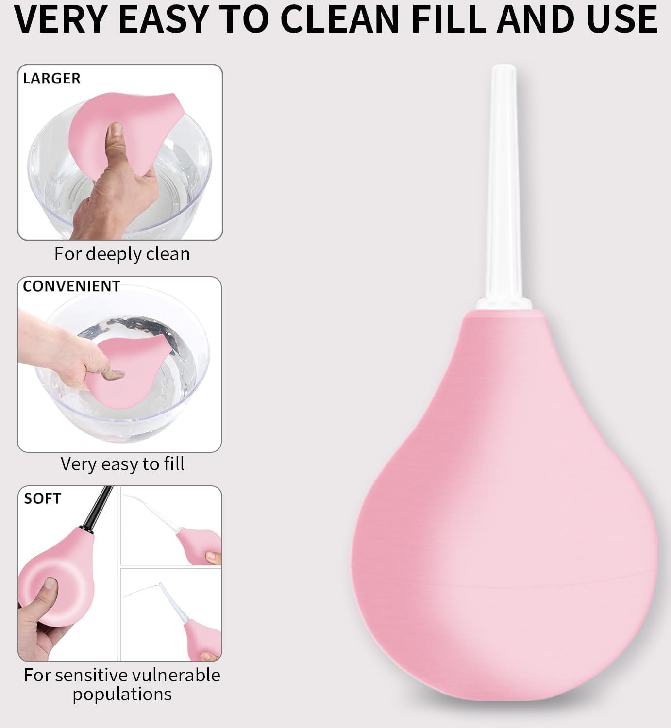 Anal Douche Enema Kit - 224ml Enema Bulb Douches for Men and Women, Reusable Enemas for Colon Cleanse, Vaginal Douche Ideal for Daily Care & Travel (Pink)