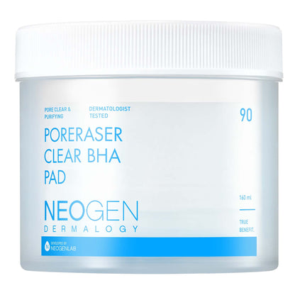 NEOGEN DERMALOGY Poreraser Clear BHA Pad (90 pads) - Facial Exfoliant for Skin Resurfacing & Blackheads & Enlarged Pores with BHA & Tannins & Evening Primrose, Sensitive Skin - Korean Skin Care