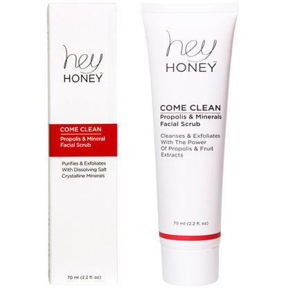 Hey Honey Skincare Propolis and Dead Sea Salt Microdermabrasion Facial Scrub For Sensitive Skin | Non-Abrasive Exfoliating Aimed Brighten Acne Scars, Remove Blackheads & Dead Skin Cells | 2.2 oz