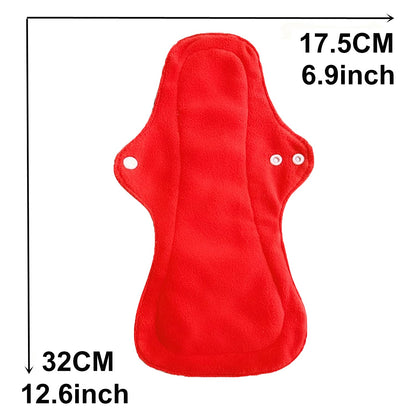 6Pcs Resuable Waterproof Menstrual Pad Sets Including 1Pc Mini Wet Bag and 5Pcs Heavy Flow Red Color Microfleece Stay Dry Menstrual Pads Mama Cloth Sanitary Napkins…