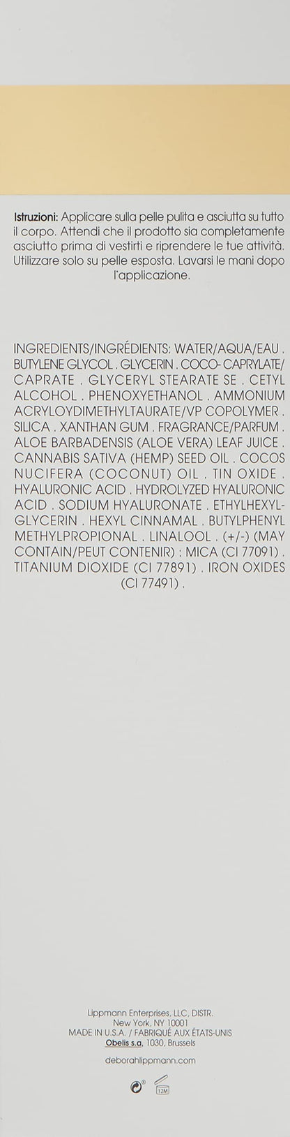 Deborah Lippmann Rich Girl Hydrating Body Shimmer |Highlighter | Body Glow | Luminizer | Illuminating Lotion with Hemp Seed Oil & Hyaluronic Acid, 5oz