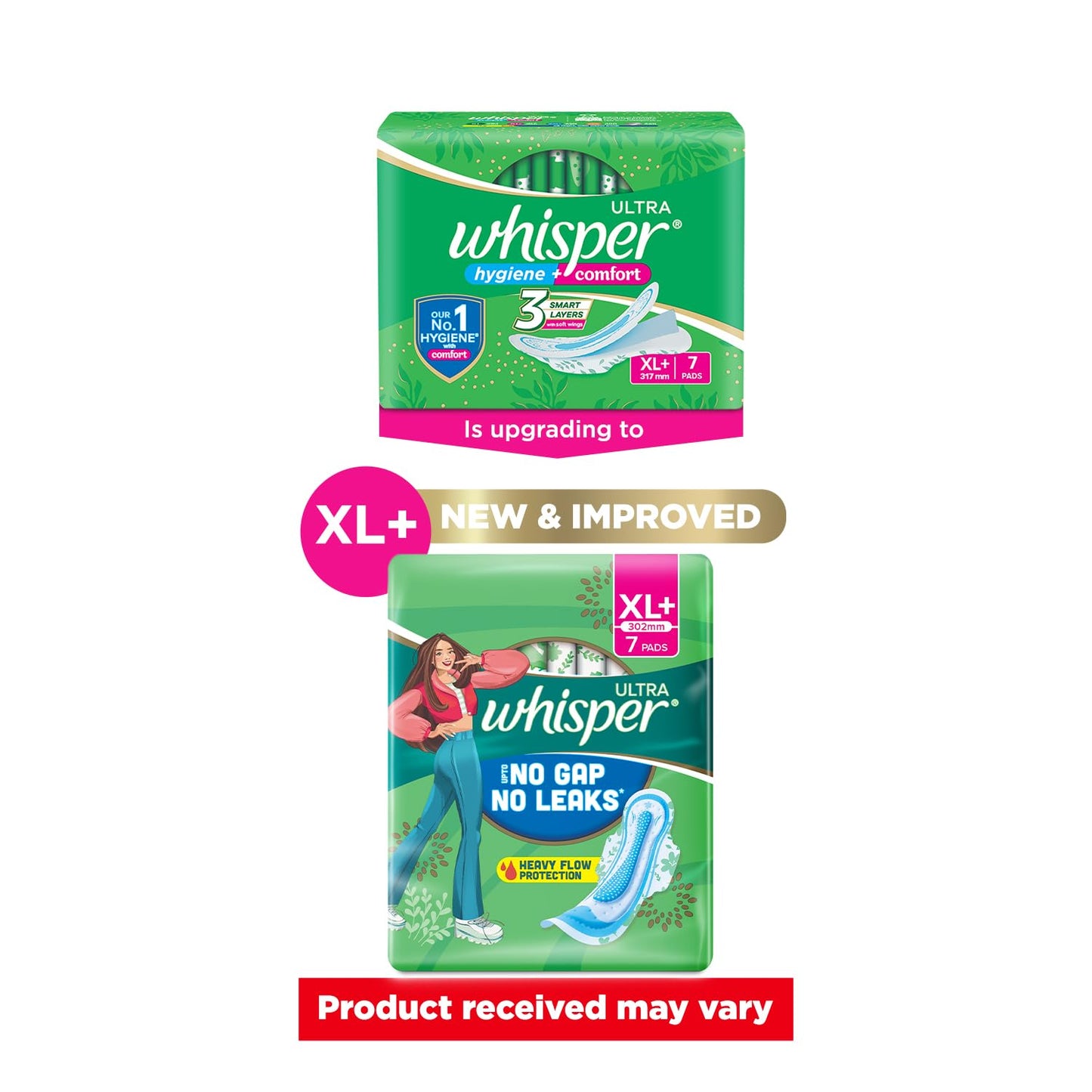 Whisper Ultra Clean XL+ 7 Pads Sanitary Napkins for Women (317mm)