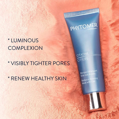 Phytomer Citylife Firming Clay Face Mask | 100% Natural White & Red Clay Face Mask | Renew Healthy Skin | Reduce Pores & Improve Texture of Dull Skin | 50ml