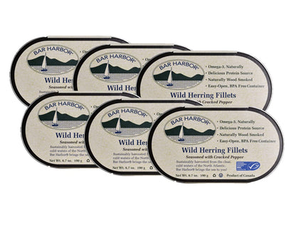 Bar Harbor Wild Herring Fillets Seasoned with Cracked Pepper, 6.7 oz – Naturally Wood Smoked