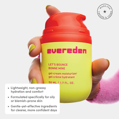 Evereden Gel-Cream Preppy Skincare Moisturizer for Teens | Light, Non-Greasy Hydration for Oily, Pimple-Prone, Redness, Calming | Skin Care for 10-12 & Beyond - Easter Basket Stuffers for Teens
