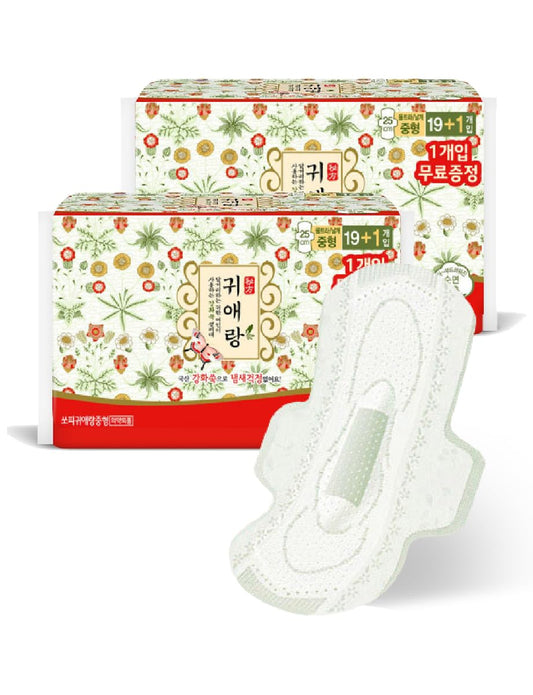 Body Fit Guierang Herbal Sanitary Pads, Medium 10.2inch 26cm 20 Count X 2 Packs