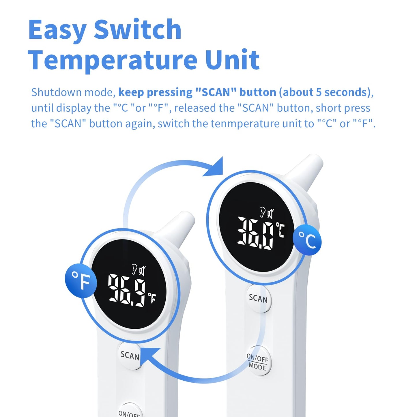 Boncare Ear and Forehead Thermometer, 2X Accuracy Infrared Digital Thermometer for Adults and Kids, 1 Second Reading, No Touch Baby with Fever Alarm