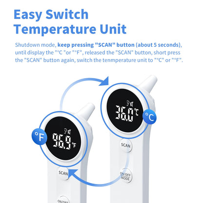Boncare Ear and Forehead Thermometer, 2X Accuracy Infrared Digital Thermometer for Adults and Kids, 1 Second Reading, No Touch Baby with Fever Alarm