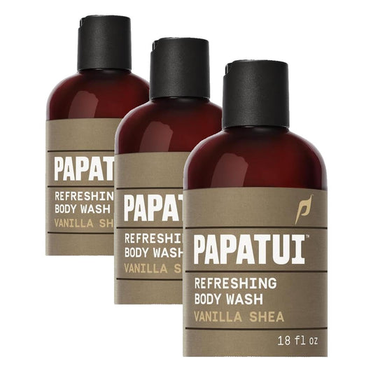 PAPATUI by Dwayne Johnson Refreshing Exfoliating Body Wash for Men | Hydrating & Made with Coconut Oil | Vanilla Shea | 18 oz (Pack of 3)