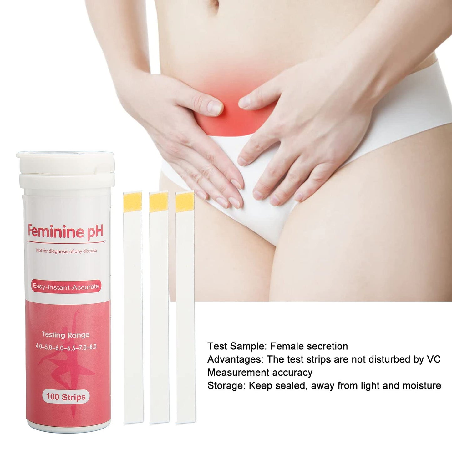100pcs Disposable Vaginal Health Test Strips, Test Strips for Women Monitor Feminine Vaginal Intimate Health, Prevent Accurate Acidity Feminine