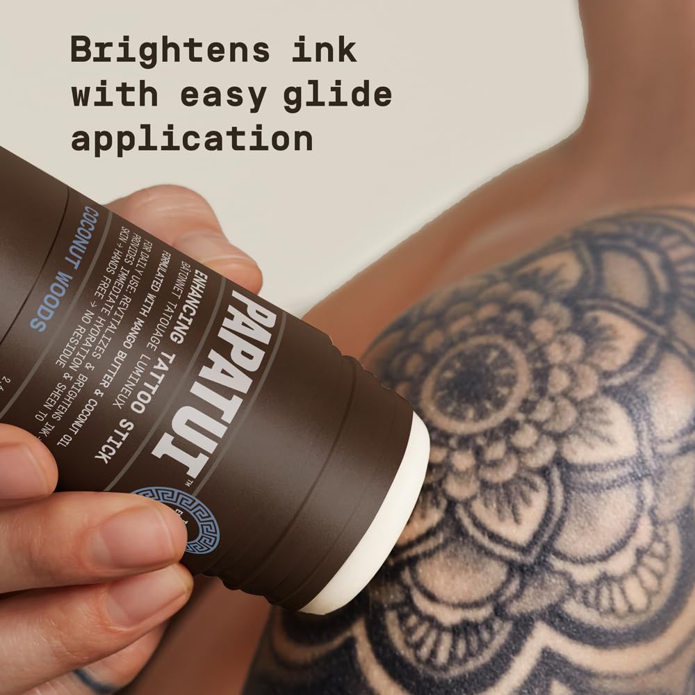 PAPATUI by Dwayne Johnson Mess-Free Enhancing Tattoo Stick | Revitalize, Protect and Brighten Tattoos | Made with Vitamin E | Coconut Woods | 2.6oz