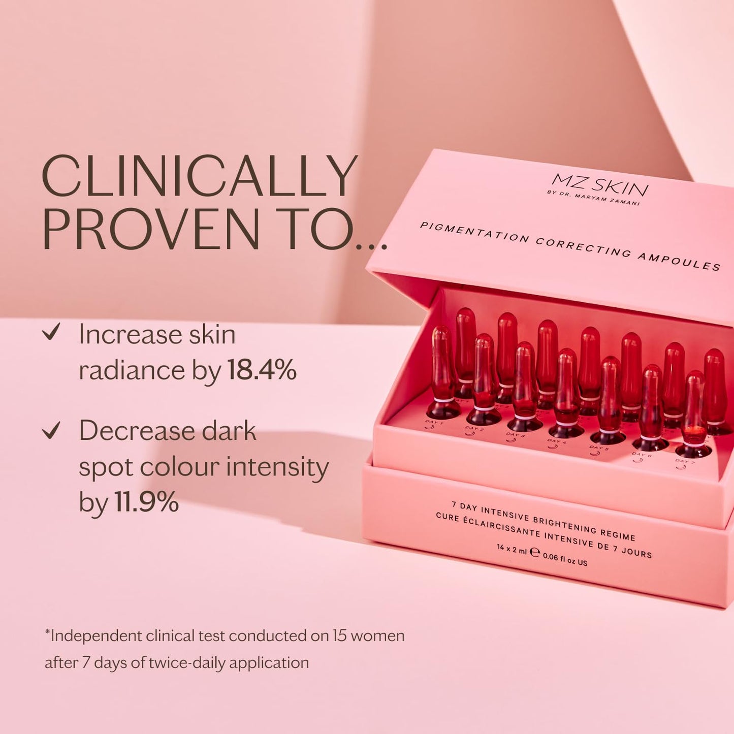 MZ Skin Pigmentation Correcting Ampoules 10-Pack Set | 7-Day Intensive Treatment for Brightening Hyperpigmentation & Dark Spots, With Tranexamic Acid & Alpha Arbutin, Fragrance Free